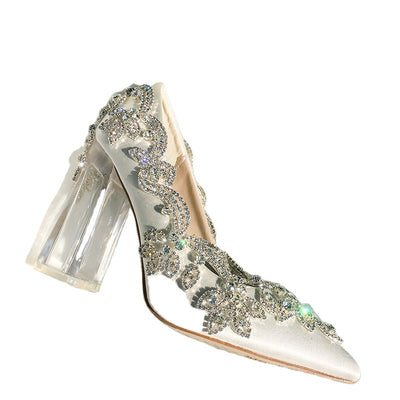 Zapatos de Tacón Alto Satinado con Punta Afilada y Cristales Brillantes - Image 2