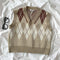 Chaleco V-Neck Retro Japonés Estilo Universitario Oversize