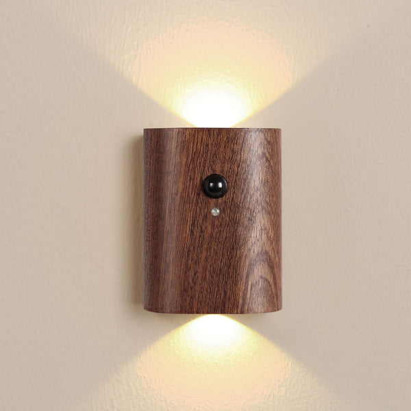 Lámpara LED con Sensor de Movimiento y Diseño de Madera Maciza
