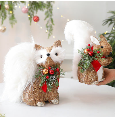 Adornos Navideños de Paja - Alce y Ardilla para Decoración Escénica - Image 13