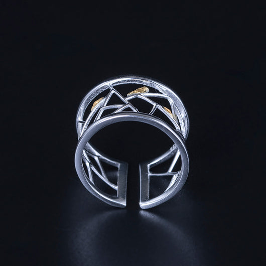 Anillo Ancho Irregular con Diseño de Pájaro - Image 3