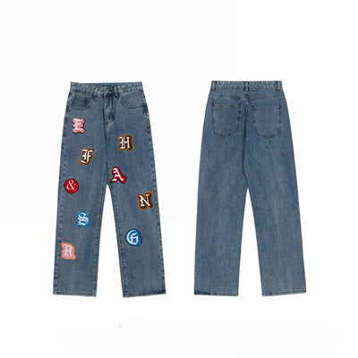 Jeans Desgastados con Letras Estampadas de la Calle - Image 3