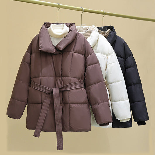 Abrigo a Cuadros con Cinturón - Chaqueta Gruesa Casual para Otoño e Invierno - Image 3