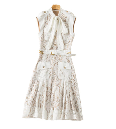 Vestido Slim con Cintura de Encaje y Lazo - Image 8