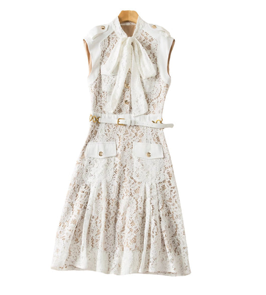 Vestido Slim con Cintura de Encaje y Lazo - Image 8