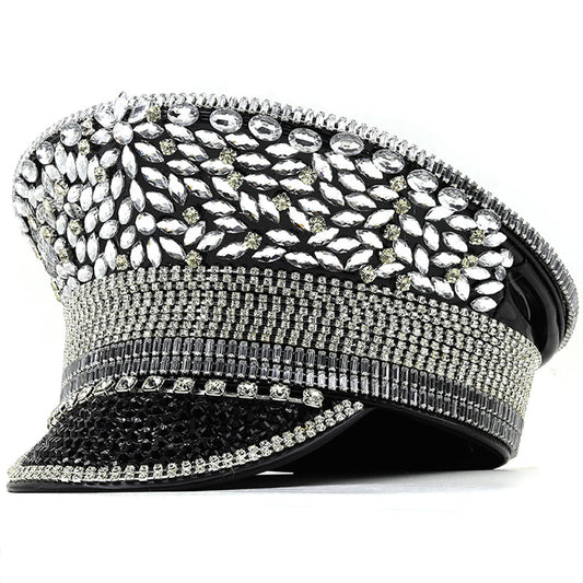 Gorra de Diamantes Plateada con Lentejuelas para Novia y Eventos