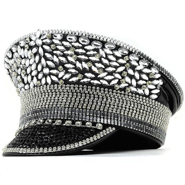 Gorra de Diamantes Plateada con Lentejuelas para Novia y Eventos