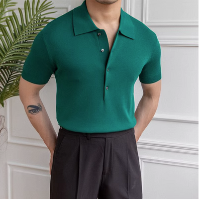 Polo Slim Fit de Manga Corta en Color Sólido - Image 5