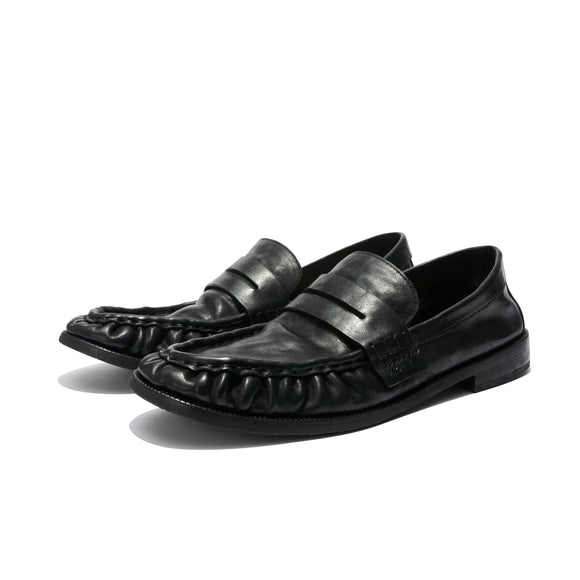 Mocasines de Cuero Lavado Arrugado Mapi Neri Soft
