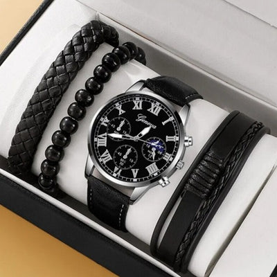 Juego de Reloj Empresarial con Pulsera y Collar para Hombre