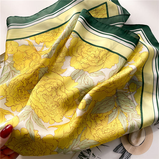 Pañuelo de Seda con Flores de Peonía - Protección Solar Delgado - Image 11