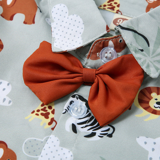 Conjunto Camisa de Manga Corta con Corbatín Estampado Animalitos - Image 4