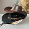 Sombrero Vaquero Étnico de Cuero Estilo Retro