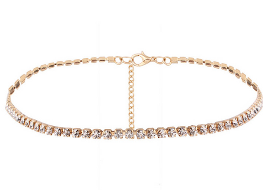 Collar Corto Choker de Cristal Dorado y Plateado para Mujer - Image 5