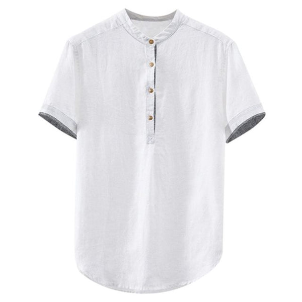 Camisa Hombre Algodón y Lino con Contraste