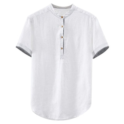 Camisa Hombre Algodón y Lino con Contraste