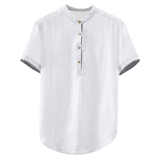 Camisa Hombre Algodón y Lino con Contraste