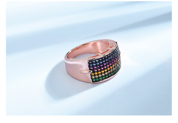 Anillo de Plata 925 con Gemas Arcoíris - Diseño Personalidad