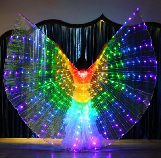 Alas LED Mariposa Iluminadas para Danza y Presentaciones - Alas de Luz Multicolor con Varilla