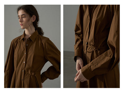 Vestido Camisero de Algodón con Mangas Curvas y Cintura Ajustada - Image 24