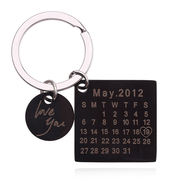 Llavero Calendario Personalizado Acero Inoxidable Grabado con Nombre y Fecha