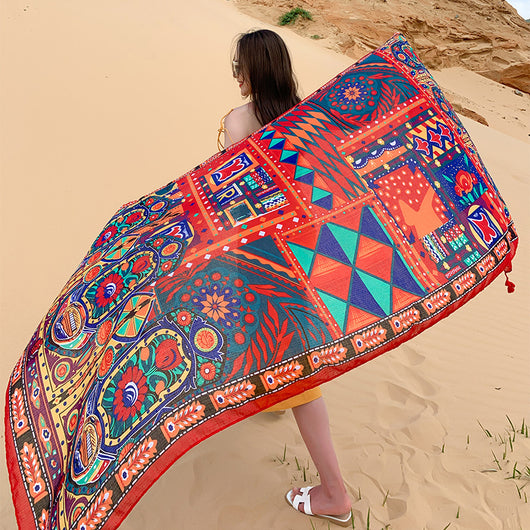 Pañuelo Protector Solar Estampado Flores Multicolor - Máscara Versátil - Image 10