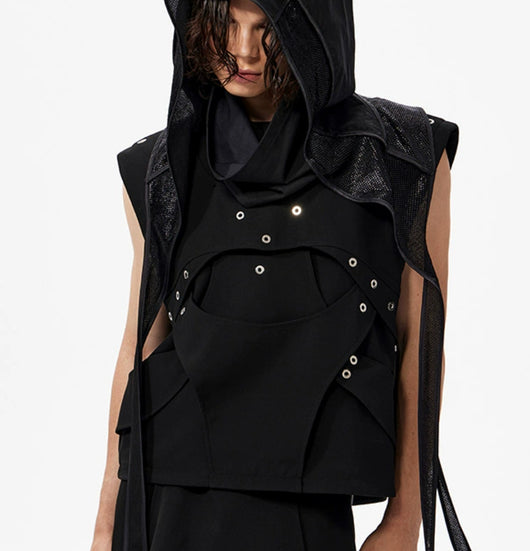 Chaleco Negro de Diseño Deconstruido en Poliéster - Image 6