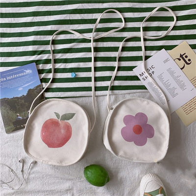 Bolsa de Lona Pequeña con Flores Estilo Japonés para Mujer - Image 3