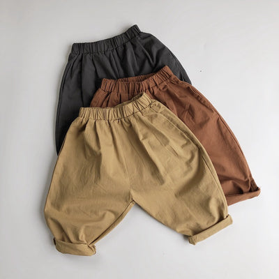 Pantalones de Algodón Tejido Corte Zanahoria