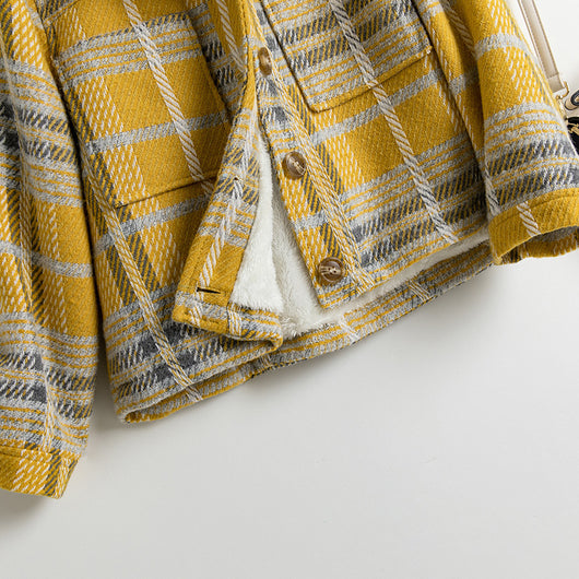 Chaqueta Tweed y Terciopelo a Cuadros para Mujer - Elegancia Sofisticada - Image 10