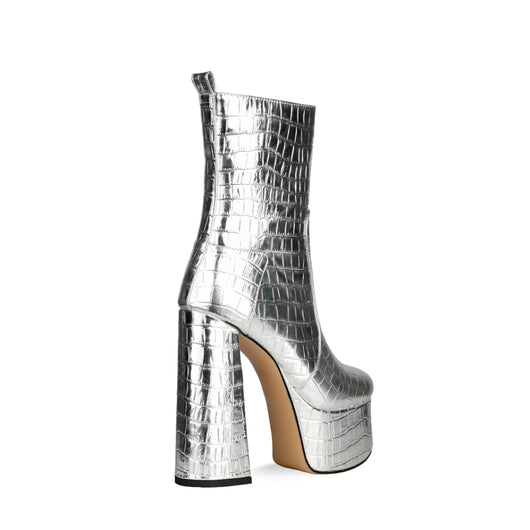 Botas de Tacón Alto con Textura Metálica y Patrón en Piedra - Image 4