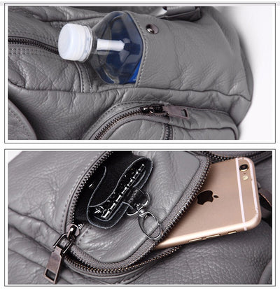 Mochila de Cuero Suave Versátil para Viajes y Uso Diario - Image 9