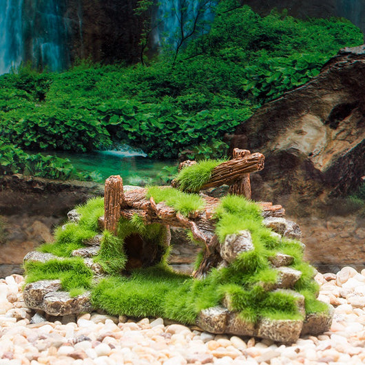 Decoración de Acuario con Piedra Natural y Efecto Musgo Flocking - Image 5