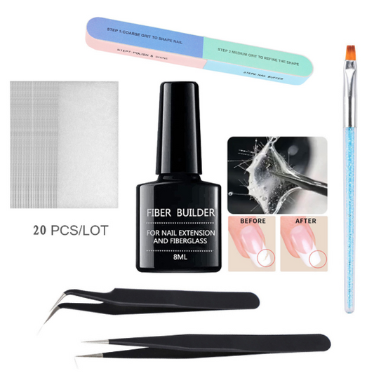 Kit de 20 Tiras de Seda Fiberglass para Extensiones de Uñas UV - Gel Constructor DIY