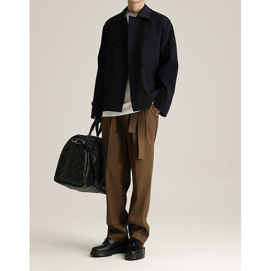 Abrigo Ejecutivo de Cuello Vuelto con Mezcla de Tela Twill para Hombre - Image 5