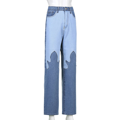 Jeans Casuales Talle Alto con Costuras de Contraste Flame - Image 7