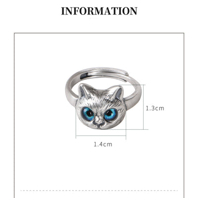 Anillo de Plata Estilo Retro Gatito Vintage - Image 7