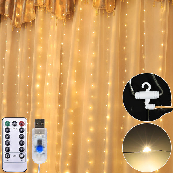 Cortina de Luces Navideñas con Control de Sonido y USB