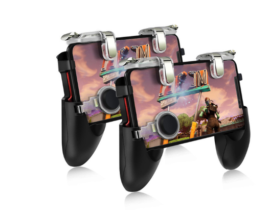 Black mobile gaming controller with 'BATTLEGROUNDS' text, featuring two top triggers and ergonomic hand grips. - Image 24