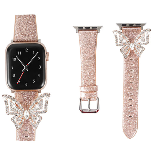 Apple Watch con Diseño de Mariposa y Diamantes Brillantes
