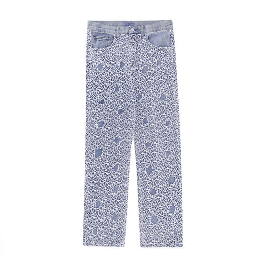 Pantalones Vaqueros Rotos con Detalles de Malla para Hombre - Image 5