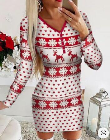 Vestido Largo Slim Navideño con Estampado Digital de Posicionamiento - Image 10