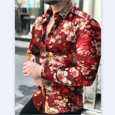 Camisa Floral Casual de Manga Larga para Hombre - Primavera y Otoño - Image 10