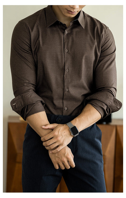 Camisa de Lana Modal Estilo Old Money para Hombre - Image 14