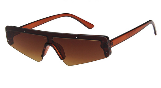 Brown mirror Siamese sport sunglasses with a flat top frame and gradient lenses, shown on a white background. - Image 6