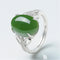Anillo de Ágata Verde Retro Minimalista