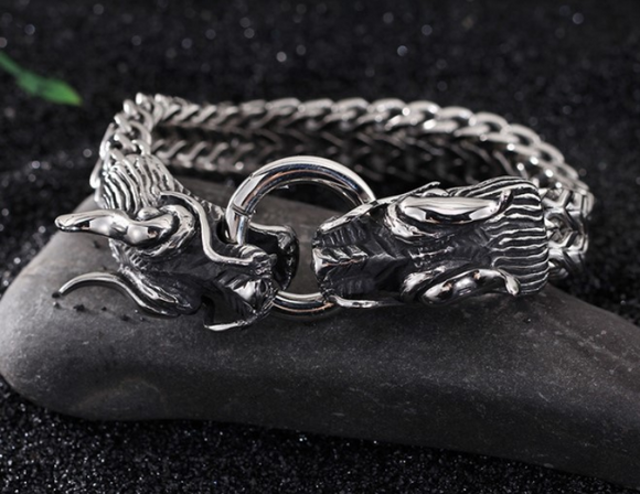 Pulsera de Poder Doble Dragón para Hombre