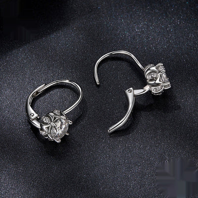 Aretes Clip Botón Floral Elegantes Plata Esterlina Baño Oro Blanco - Image 5