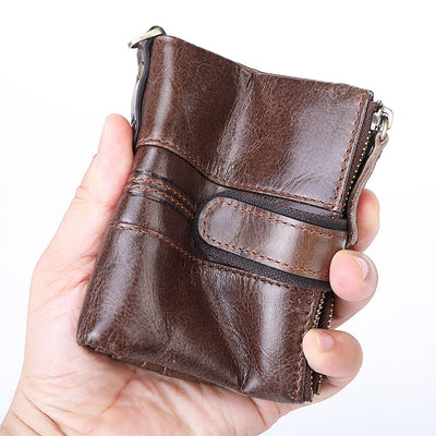Billetera Antirobo de Cuero Genuino con Cierre Seguro - Cartera Multifuncional Vintage para Hombre - Image 6