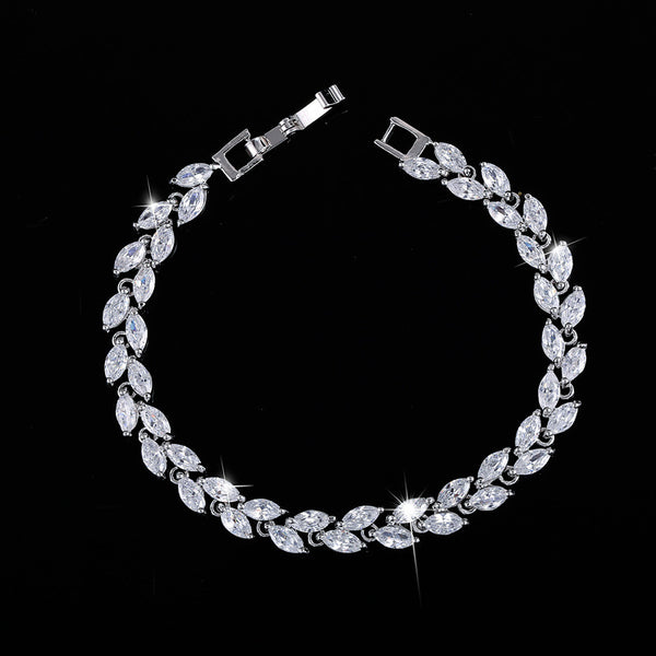 Pulsera de Moda Coreana con Hojas de Circón AAA